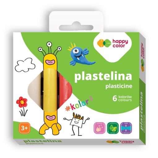 Okrúhla školská plastelína, 6 farieb, Happy Color