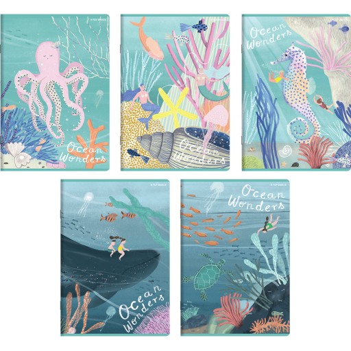 Školské zošity A5, 16 trojriadkových strán OCEAN WONDERS TOP 2000