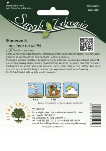 Slnečnicové klíčky semená 40g - Semená - W. Legutko