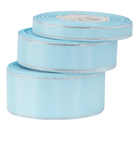 Pevná grogrénová stuha so STRIEBORNÝMI PRÚŽKAMI, 25mm/18mb, 12 farieb