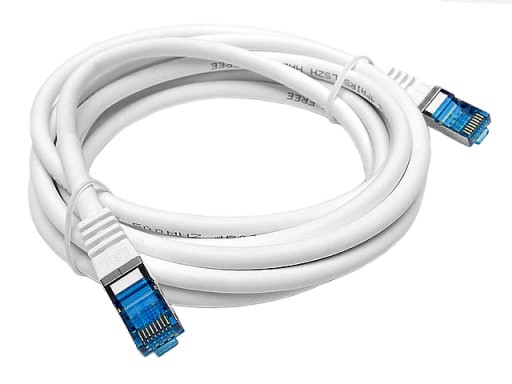 Cat.6A PIMF prepojovací kábel tienený RJ45-RJ45 1:1 Cu AWG26 biely 3m