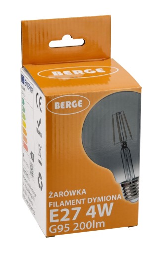 E27 LED žiarovka 4W 200lm 2200K Filament Smoke G95 Warm Color