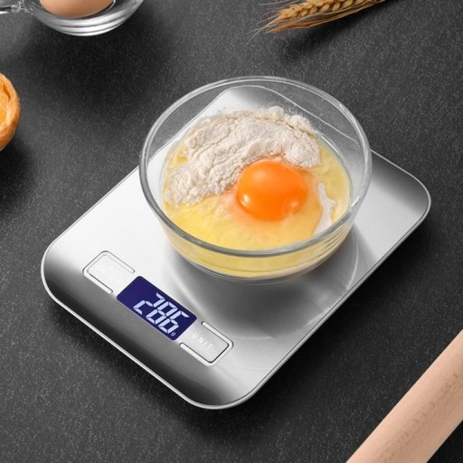 KUCHYŇSKÁ VÁHA elektronická presná VÁHA LCD displej 5000g STRIEBORNÁ