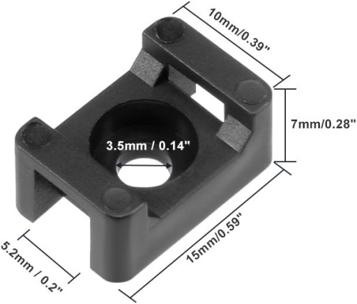 Stojanový držiak na sťahovacie pásky do šírky 3,6 mm, UV odolný, 100 ks.