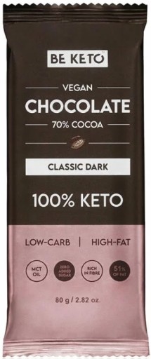 Vegánska keto čokoláda s MCT olejom - tmavá klasika - 80g - Beketo