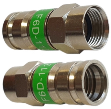 Zástrčkový kompresný konektor F 113 pre kábel RG 6 Kábel Zelený Zástrčka RG6 eF