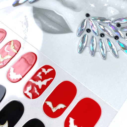 KRYŠTÁLY na tvár BAT HALLOWEEN NAILS