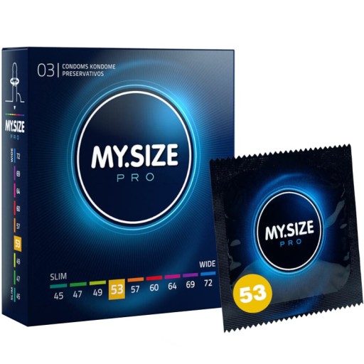 MY.SIZE Pro CONDOMS 53 mm tenké, nasadené, 3 ks
