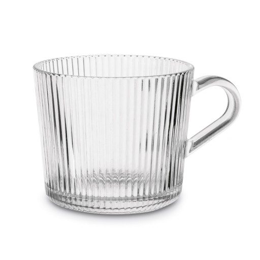 Veľký SKLENENÝ hrnček NA KÁvu, čaj, dekoratívne sklo na nápoje, PRUHOVANÝ, 400ml