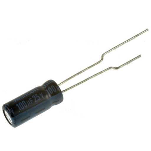 Kondenzátor 100uF/25V elektrolyt 105°C / 100/25