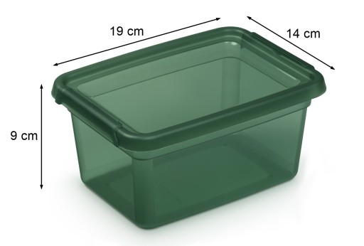 Zelená plastová nádoba s vrchnákom, 1,5 l