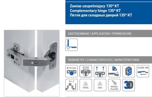 Doplnkový uhlový záves GTV 135° + vedenie