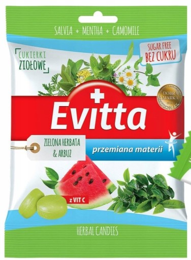 Evitta bylinkové cukríky vodný melón zelený čaj
