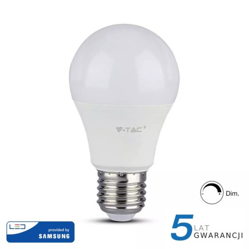 V-TAC SAMSUNG CHIP LED žiarovka 12W E27 A60 Stmievateľná VT-262D 6400K 1055lm