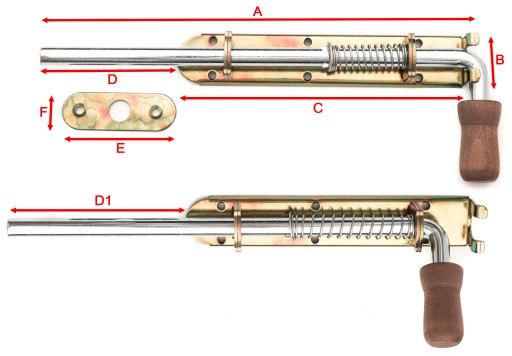 Posúvač, pružinový zámok, úzka závora, 220 mm