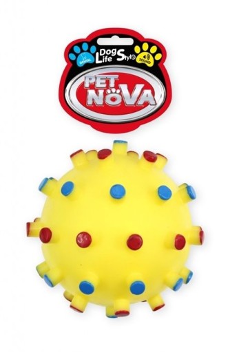 Pet Nova Hračka pre psa Guľôčka dentálny ježko s cvočkami žltý 12cm 373