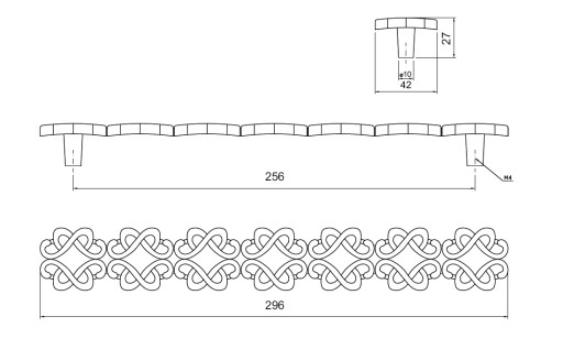 Prelamovaná nábytková úchytka zamak, nerez inox, 256 mm - U087 AMIX