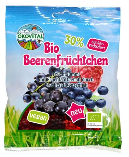 ŽELÉ LESNÉ OVOCIE BEZ ŽELATÍNY, BEZLEPKU, BIO 80 g - OKOVITAL