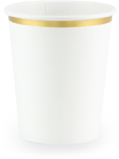 Biele papierové poháre, 6 kusov, 260 ml