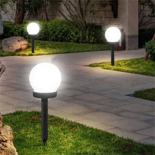 SOLAR LED Záhradná lampa, BIELA GUĽA, 15 cm