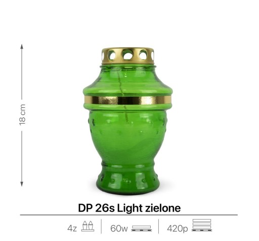 Sviečka sypaná 18 cm Zelená DP26sL sklenená sypaná sviečka s uzáverom