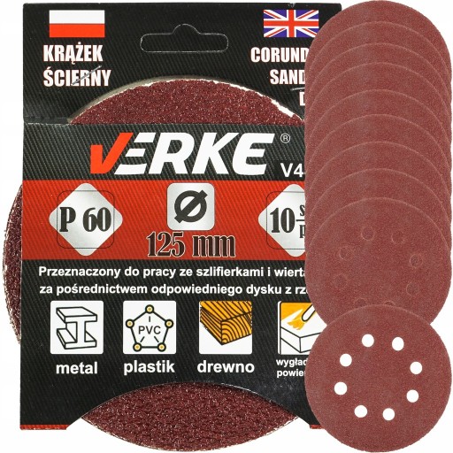 DISKOVÝ BRÚSNY DISK S BRÚSNYM KOTÚČOM NA VELCRO SADR P60 125MM 10 KS