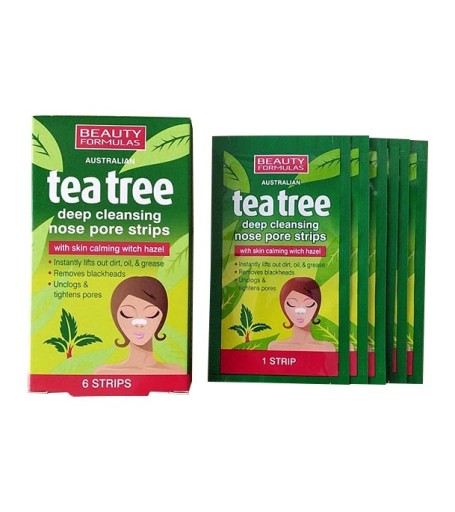 BEAUTY FORMULAS TEA TREE pásiky na nos 6 ks