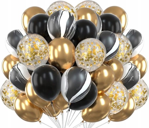 Balóny Black Gold 60pcs Wedding Party Birthday Prom