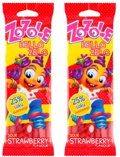 2 X 75G ZOZOLE AHOJ KYSLO JAHODOVÉ ŽELÉ Jahoda kyslá podlhovastá