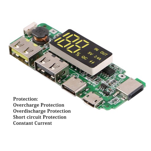 QC 2,4A USB-C Lightning BMS + LCD modul powerbanky