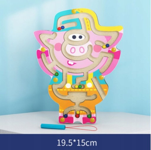 Drevené magnetické bludisko Montessori prasiatko