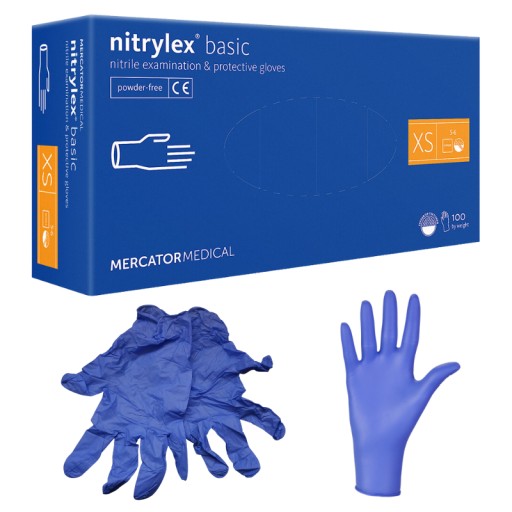 MERCATOR NITRYLEX BASIC rukavice modré rukavice MODRÁ veľkosť XS 100 ks.