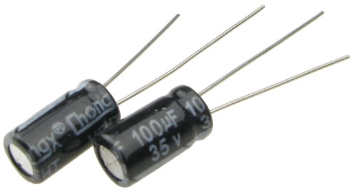 Elektrolytický kondenzátor 100uF/35V 105'C 6,5x12mm (10 ks) /1816-10