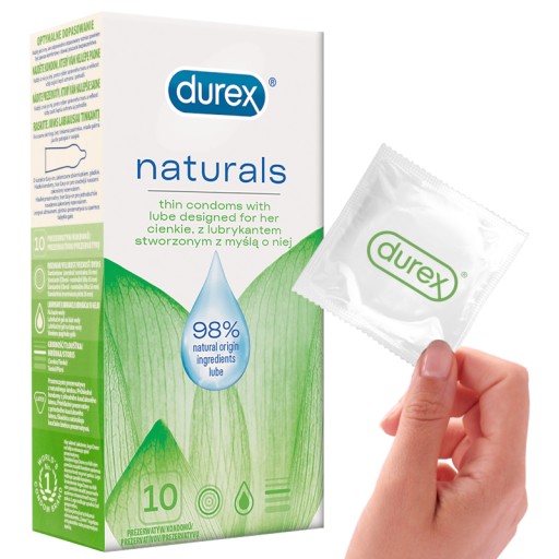 Durex NATURALS klasické vlhčené prírodné kondómy 10 ks.