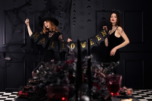 PAPIEROVÉ OZDOBY ZÁSAJNÉ NETOPIERY ČIERNA VENČINA HALLOWEEN NARODENINY