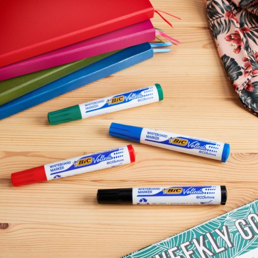 BIC VELLEDA 1751 ZNAČOVAČ ZMAZATELNÝ ZA SUCHA, ZREZANÝ NA DOSKY, SADA 4 FARIEB
