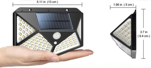 SOLÁRNE FASÁDNE SVÍTIDLO 100 LED SO SÚMRAK A SENZOR POHYBU, ZÁHRAD.