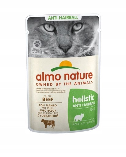 Almo Nature hairball krmivo pre mačky hovädzie 6x 70g