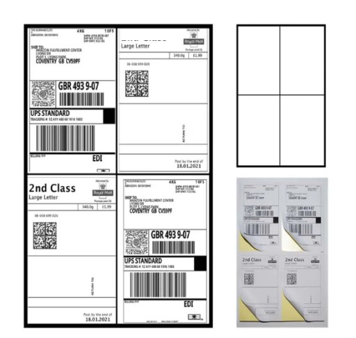 SAMOLEPIACE ETIKETY A4 100 listov 105x148mm pre TLAČIAREŇ Matná biela