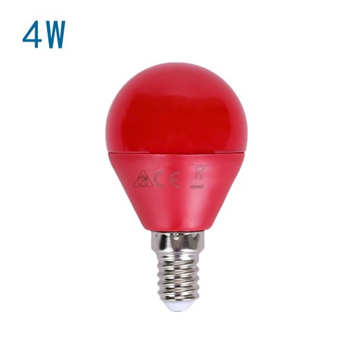 E14 LED guľová žiarovka G45mm 230V 4W dekoračná farebná RED Red Light