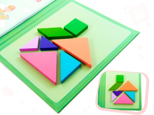Magnetická kniha s 3D puzzle blokmi tangramu