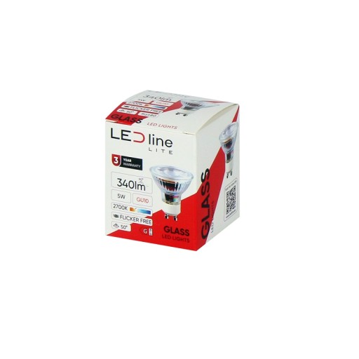 LED ŽIAROVKA GU10 5W 50' teplá biela 2700K sklenený úzky uhol reflektor