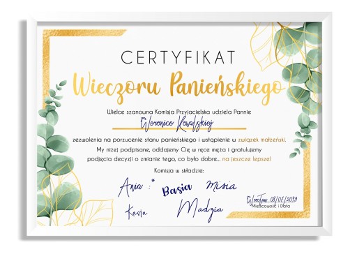CERTIFIKÁT PRE HORNY PARTY A4 Boho A4