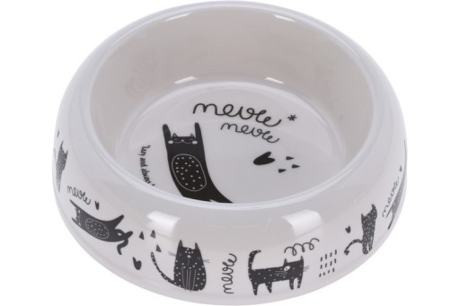 JEDNODUCHÁ MISKA PRE PSA PRE MAČKU BIELA ČIERNA MIX STREDNÁ 18CM