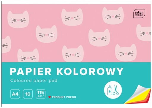 Farebný papier, výrez A4, 10 kariet INTERDRUK
