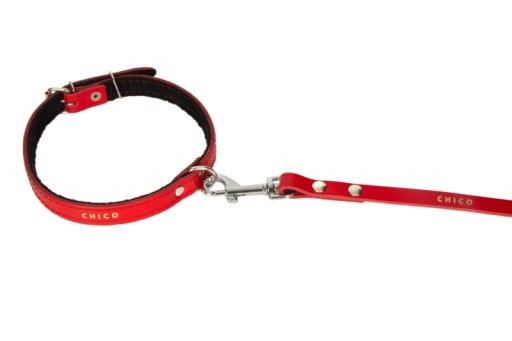 Kožený obojok s filcom psík 20-27cm/10mm Červený