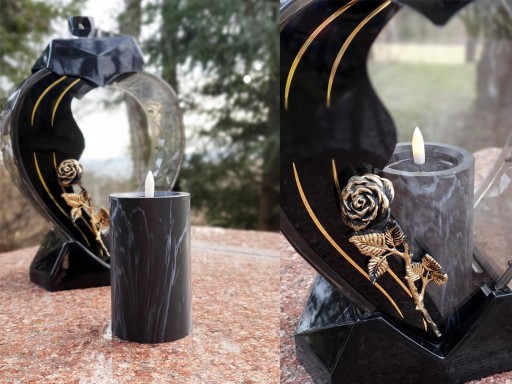 ČIERNY MRAMOR LED VLOŽKA DO SVIEČKY DO LAMPIÓNU lampáš do sviečky mramor 12,5cm