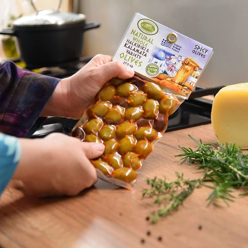 KORVEL Olivy (Kalamata-Halkidiki s paprikou), sada dvoch balení, 500g