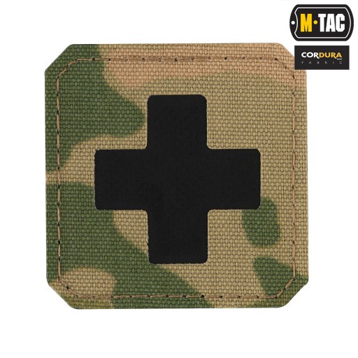 Nášivka na suchý zips MEDIC CROSS LASER CUT M-TAC Medyka Cross Multicam - čierna