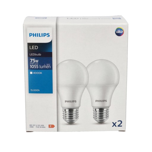PHILIPS SET 2x E27 LED žiarovka 10W =75W 4000K NEUTRÁLNA BIELA 1055lm A60